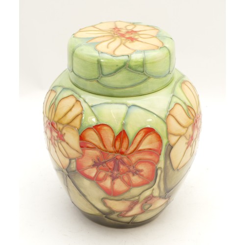 362 - A Moorcroft ginger jar, in the pattern, 'Nasturtium', designed by Sally Tuffin for Moorcroft Collect... 