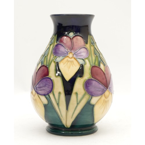 365 - A Moorcroft vase, in the pattern, 'Heartsease', designed by J Moorcroft, dated 1994, H-14cm and boxe... 