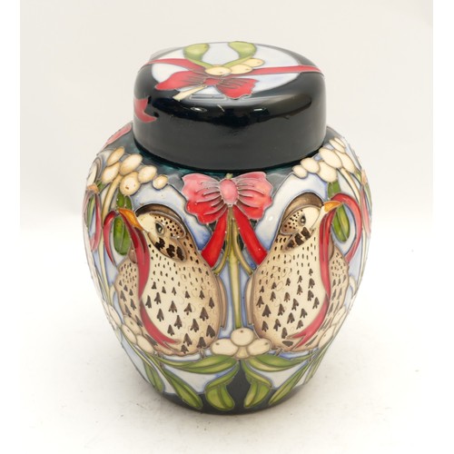 370 - A Moorcroft ginger jar, in the pattern, 'Mistle Thrush', designed by Vicky Lovatt, dated 2015, H-15c... 