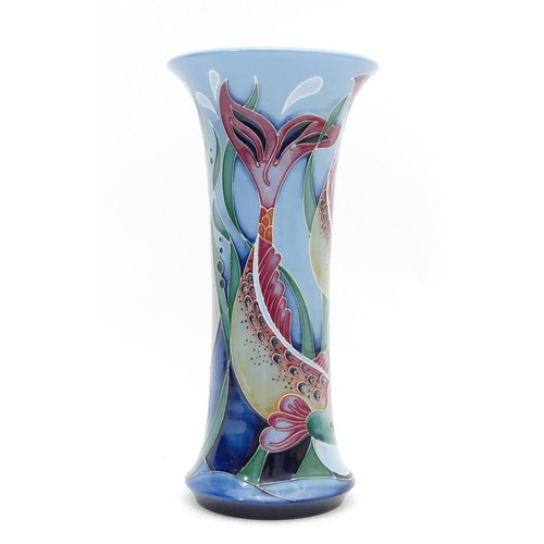 372 - A Moorcroft vase, in the pattern, 'Blue Embro', depicting multi-coloured fish, dated 2008, H-25cm.