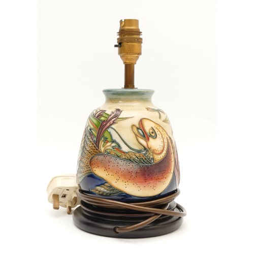 377 - A Moorcroft table lamp, in the pattern, 'Trout', designed by Philip Gibson, c.1998, H-26cm.