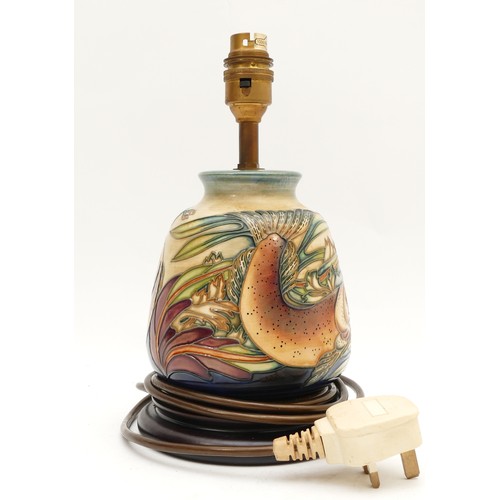 377 - A Moorcroft table lamp, in the pattern, 'Trout', designed by Philip Gibson, c.1998, H-26cm.