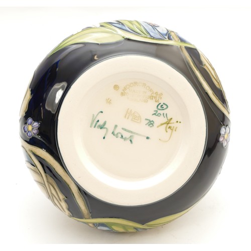 383 - A Moorcroft Trial vase, depicting sunflowers, designed by Anji Davenport and signed by Vicky Lovatt,... 