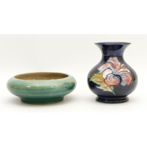 391 - Two Moorcroft pieces, a vase and a dish, in the pattern, 'Anemone', manufactured between 1947-53, th... 