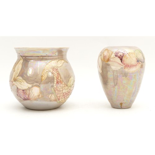 309 - Two Lise B Moorcroft vases, in the pattern 'Shells', dated 1994, featuring ocean themed motifs and f... 