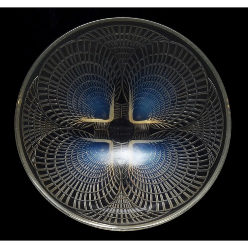 408 - René Lalique (French, 1860-1945): A Coquilles opalescent and clear glass bowl, 16cm diameter, engrav... 