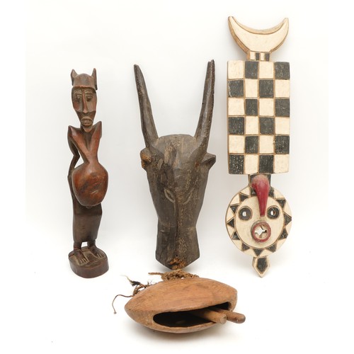 460 - Ethnographica & Tribal Art: A group  tribal artefacts, to include an African plank mask, Bobo Bwa, B... 