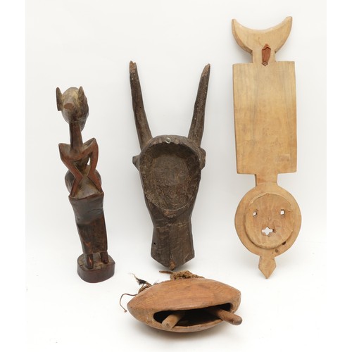 460 - Ethnographica & Tribal Art: A group  tribal artefacts, to include an African plank mask, Bobo Bwa, B... 