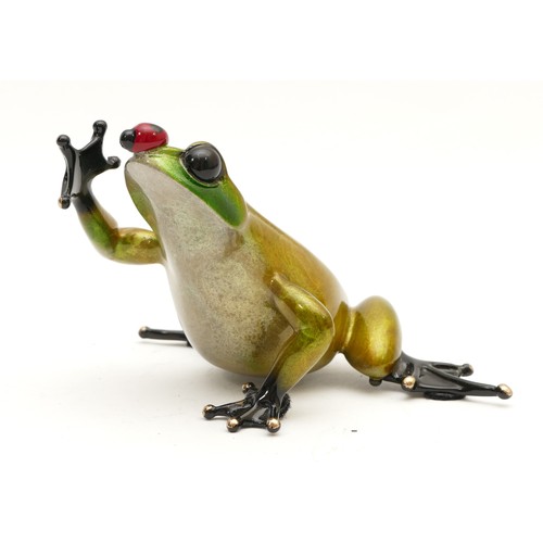 470 - Tim 'Frogman' Cotterill; a limited edition cast bronze model of a frog with green patina, 'Bugsy', 9... 