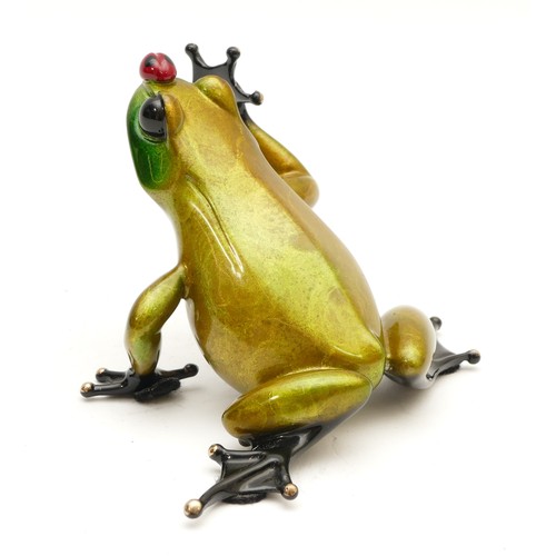 470 - Tim 'Frogman' Cotterill; a limited edition cast bronze model of a frog with green patina, 'Bugsy', 9... 