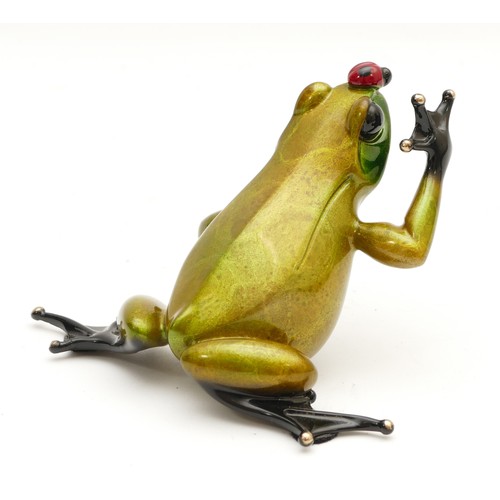 470 - Tim 'Frogman' Cotterill; a limited edition cast bronze model of a frog with green patina, 'Bugsy', 9... 