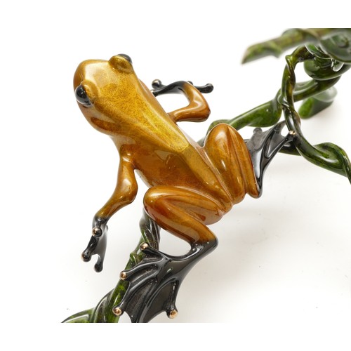 472 - Tim 'Frogman' Cotterill; a limited edition cast bronze model of a frog with a golden patina, seated ... 