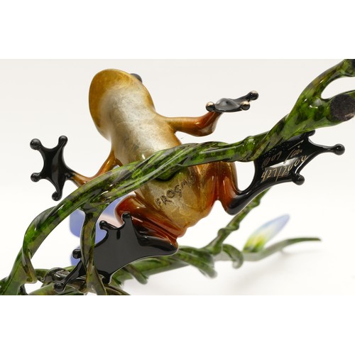 472 - Tim 'Frogman' Cotterill; a limited edition cast bronze model of a frog with a golden patina, seated ... 