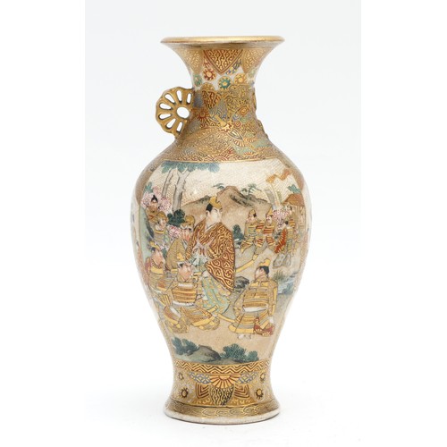 482 - A Japanese Satsuma vase, with enamel and gilt decoration and a stamp to the base that reads Heavenly... 