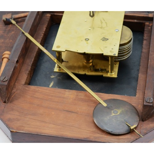 500 - A 19th century mahogany and brass inlaid single fusee wall clock, 12