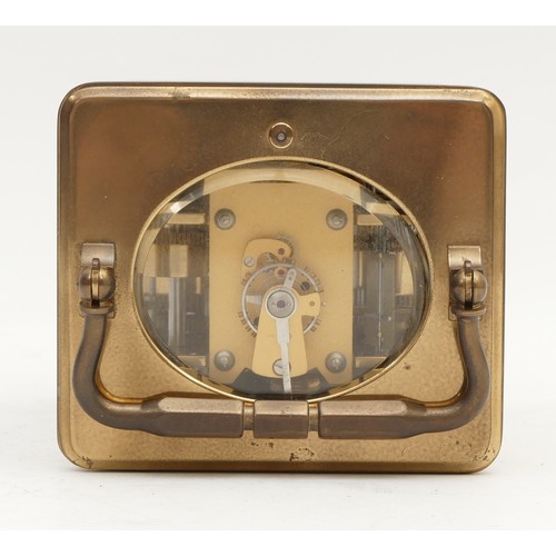 512 - L'Epee, an early 20th century brass alarm/striking/repeating carriage clock, the white enamel dial s... 