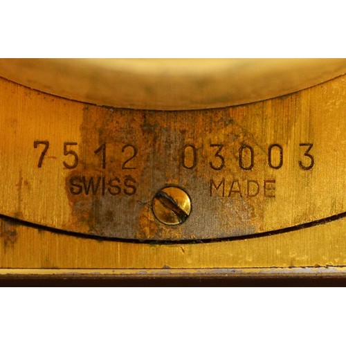 539 - Cartier, a gold plated and brown lacquer manual wind alarm clock, model 7512, serial number 03003, s... 