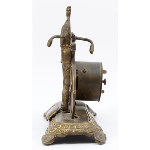 544 - The British United Clock Co., Ltd., an early 20th cast novelty brass desk clock, c.1910, in the form... 