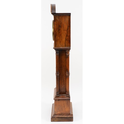 545 - A late 19th century rosewood and boxwood inlaid miniature longcase clock, the movement by Gustav Bec... 