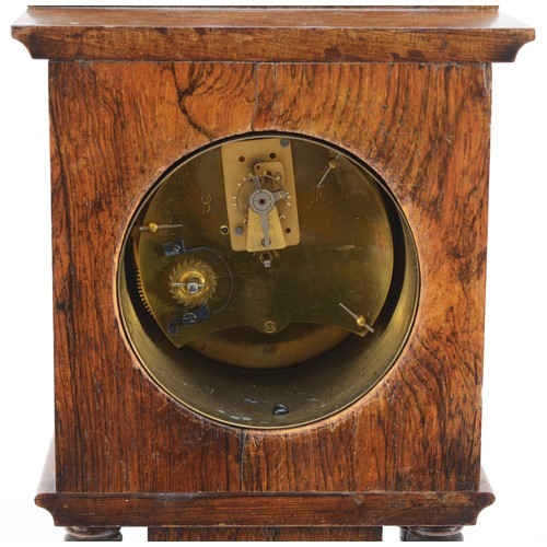 545 - A late 19th century rosewood and boxwood inlaid miniature longcase clock, the movement by Gustav Bec... 