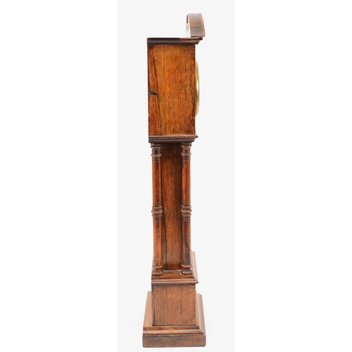 545 - A late 19th century rosewood and boxwood inlaid miniature longcase clock, the movement by Gustav Bec... 