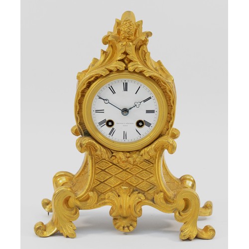 546 - Vieyres & Repingon, Paris, a 19th century French gilt ormolu mantel clock, white enamel dial signed,... 