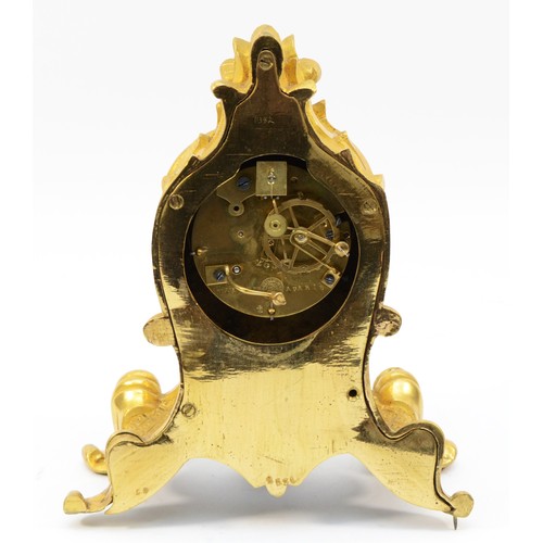 546 - Vieyres & Repingon, Paris, a 19th century French gilt ormolu mantel clock, white enamel dial signed,... 