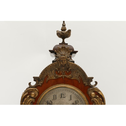 553 - A late 19th century German gilt metal mounted mantel time piece, with Lenzkirch movement, pendulum, ... 