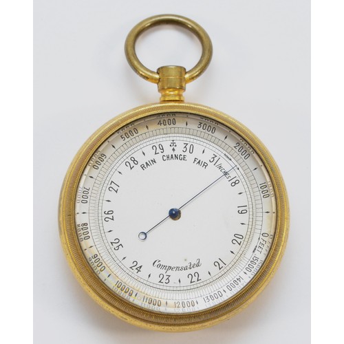 558 - A 19th century brass compensated pocket barometer, 48mm, original case