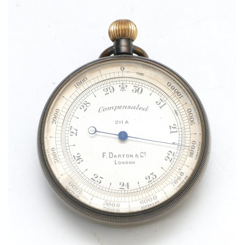 559 - F. Darton & Co., London, a Victorian pocket altimeter compensated barometer, c.1900., with rotating ... 