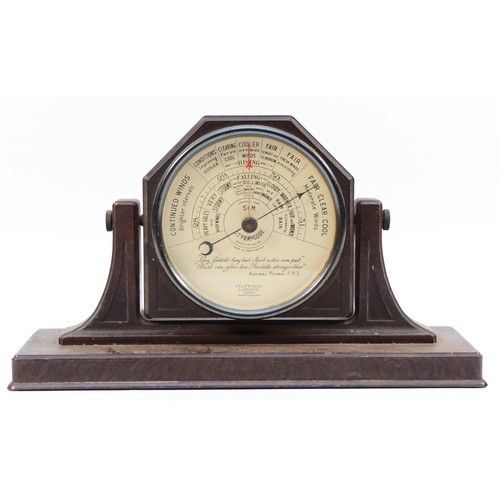 560 - Smart & Mason for Selfridges, an Art Deco Bakelite desk barometer, patented August 18, 1914, swivel ... 