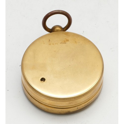 561 - Negretti & Zambra, London, a brass pocket barometer, with enamel dial, original case