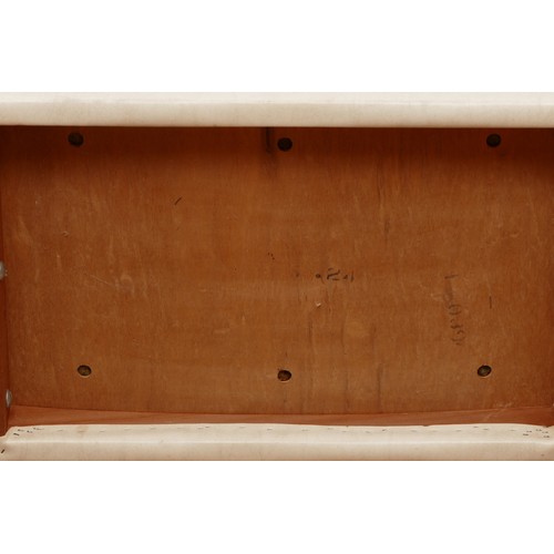 585 - A 1960s teak dressing/vanity table, the hinged top of rectangular form opening to mirrored interior,... 