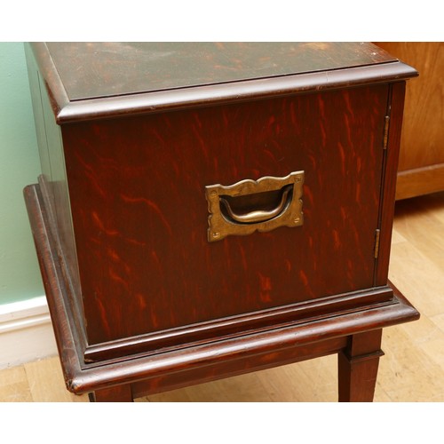 596 - A late 19th century oak canteen side cabinet, the two glazed doors opening to a bank of four drawers... 