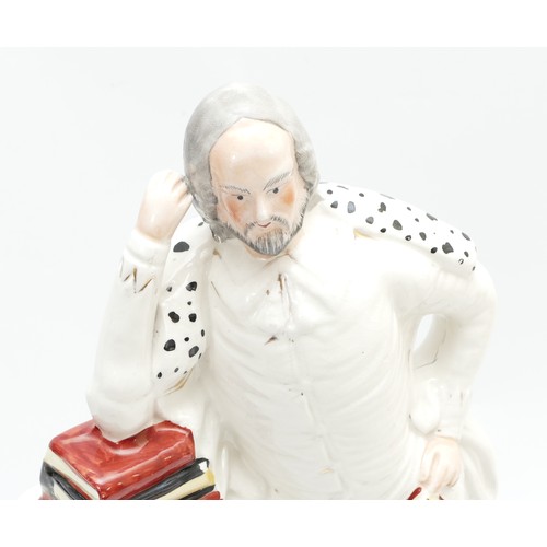 275 - A Victorian Staffordshire Pottery flatback figure, depicting William Shakespeare, H-46cm, together w... 