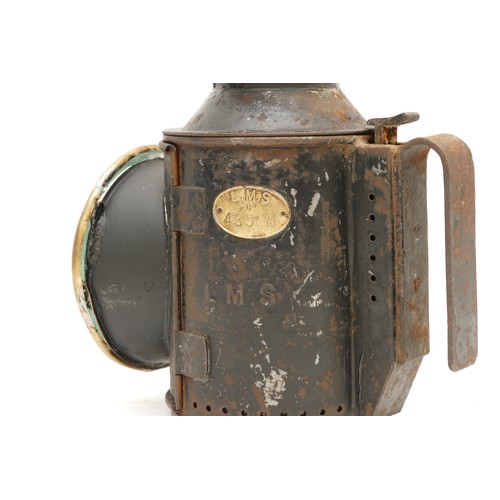 40 - An L.M.S 3-aspect handlamp, with small brass plaque 'L.M.S 43554', complete with burner.