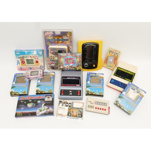 65 - Fifteen handheld and tabletop battery-operated games, to include, Pac-Land, Pinball, Alien Attack an... 