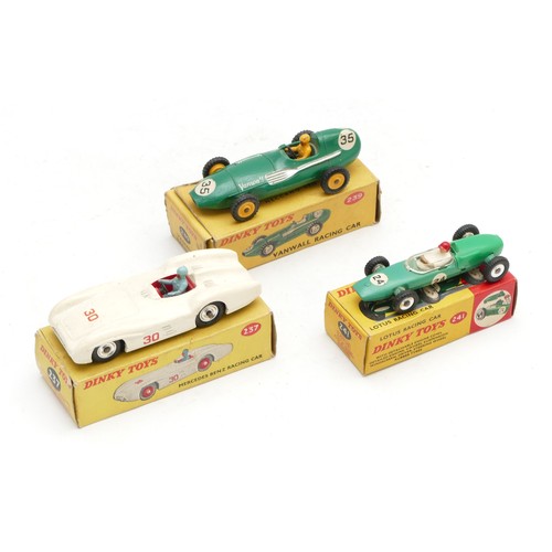 124 - Dinky Toys; A diecast model of a Lotus racing car No.241, together with a Mercedes Benz racing car N... 