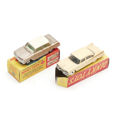 125 - Dinky Toys; A diecast model of a Dodge Royal Sedan car No.191, boxed, together with a Holden Special... 