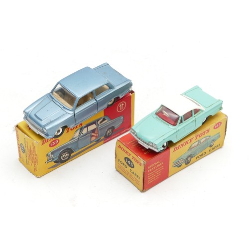 127 - Dinky Toys; A diecast model of a Ford Consul Cortina, No.139, boxed, together with a Ford Capri, No.... 