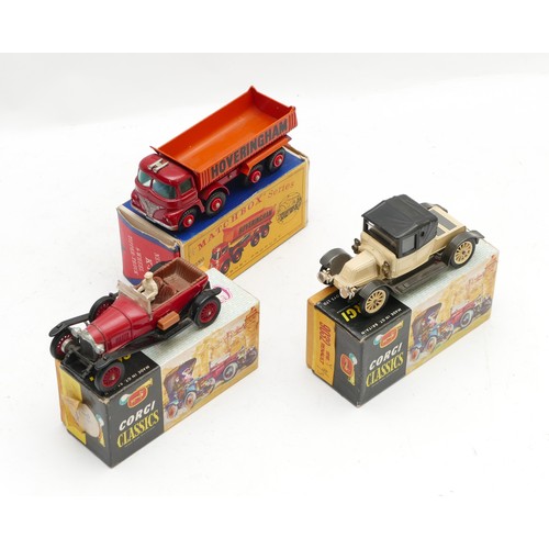 128 - Corgi Toys; Comprising two diecast model Corgi Classics, a 1910 Renault car No.9032, a 1923 Bentley ... 