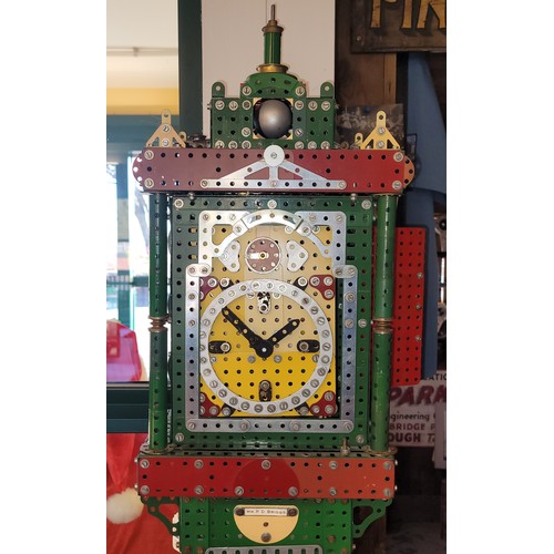 159 - A Meccano Grandfather/Longcase clock, mid 20th century, full size working model, made entirely from ... 