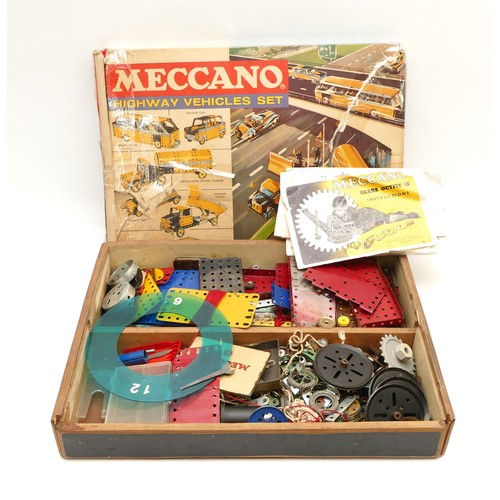 160 - Meccano; A 1960s/70s boxed Highway Vehicles set, together with a quantity of loose Meccano pieces in... 