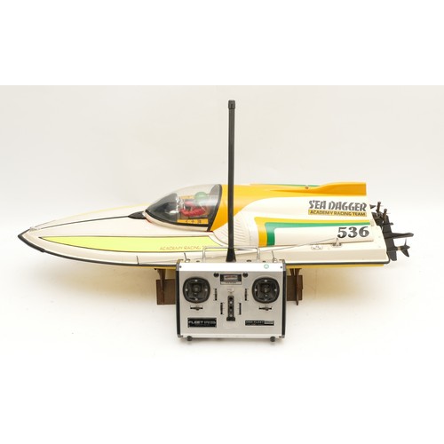 161 - A radio controlled model racing boat 'Sea Dagger 536' circa 1970s, battery powered, twin electric mo... 