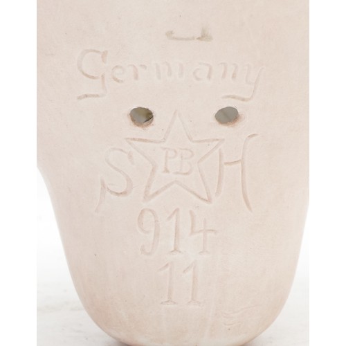 165 - A large antique German bisque dolls head, with sleeping eyes, an open mouth revealing teeth and pain... 