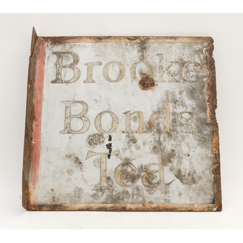 178 - A mid 20th century double sided enamel sign 'Brooke Bond Tea', 28x28cm.