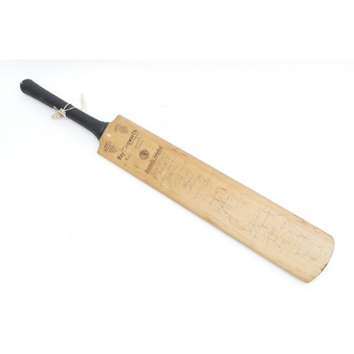 196 - A Ray Illingworth testimonial cricket bat, signed by 1973 New Zealand and England teams and by playe... 