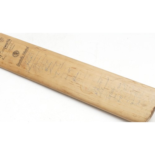 196 - A Ray Illingworth testimonial cricket bat, signed by 1973 New Zealand and England teams and by playe... 