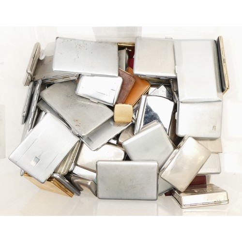 216 - A collection of mid 20th century plated cigarette cases and match holders.