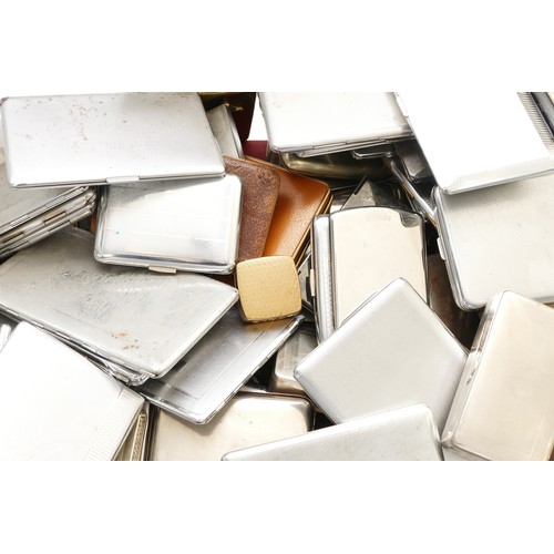 216 - A collection of mid 20th century plated cigarette cases and match holders.